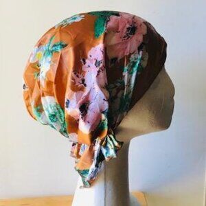 Simple Fashion Cap Tan and Pink Floral
